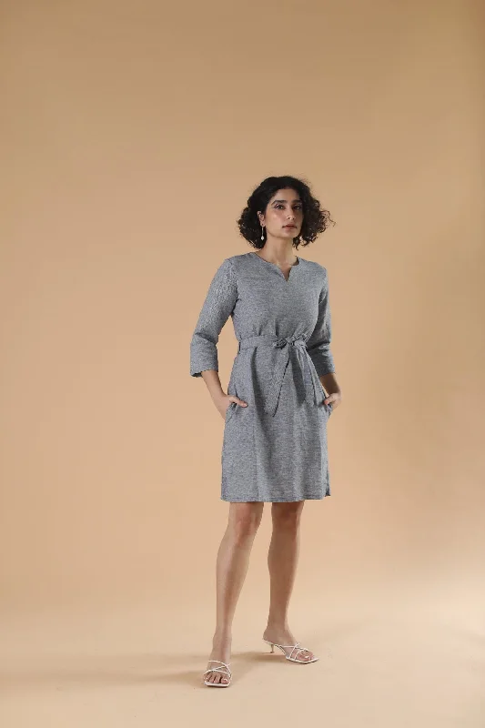  Grey Cotton Women's Workwear Dress