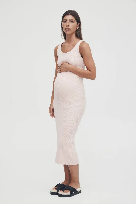 Maternity dress for a baby's first visit to the museum Coastline Knit Dress II (Peony)
