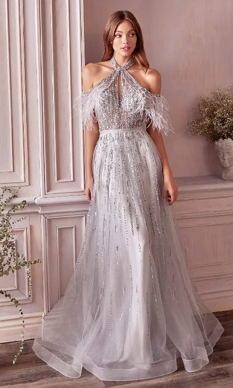 Cathedral train wedding dresses for a grand entrance​ Cotton wedding guest dresses with smocked details for a casual wedding Andrea and Leo - A1023 Fur And Beaded Open Back A-Line Dress