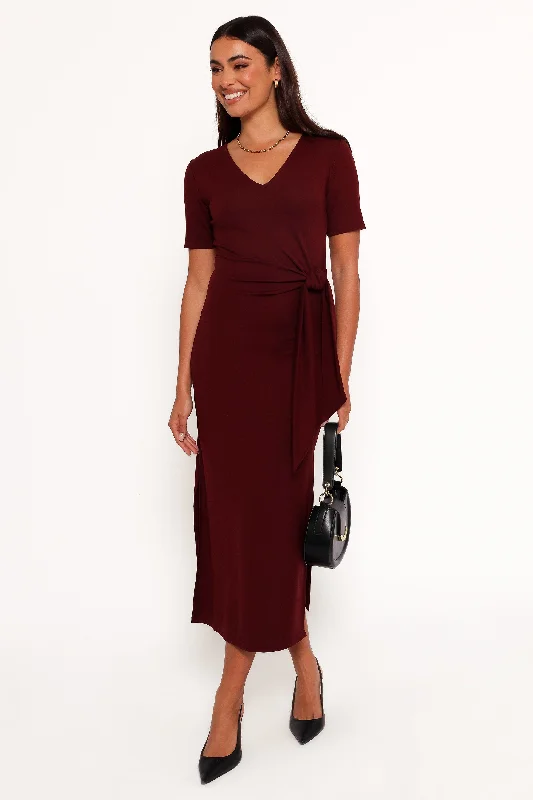 Midi dresses with empire waists for a flattering maternity option Asha Midi Dress - Wine