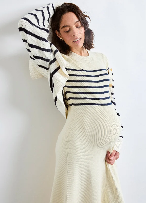 Maternity dress for a baby's first visit to the water garden The Kaitlyn Cotton Rib Dress