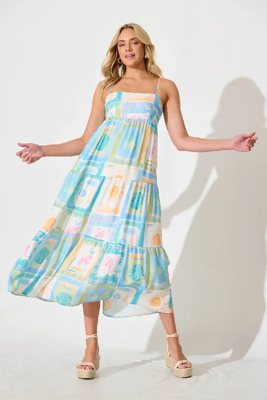 Everyday Dress with Shiny Metallic Thread for a Festive Feel​ Lisette Maxi Dress In Bright Multi Patchwork