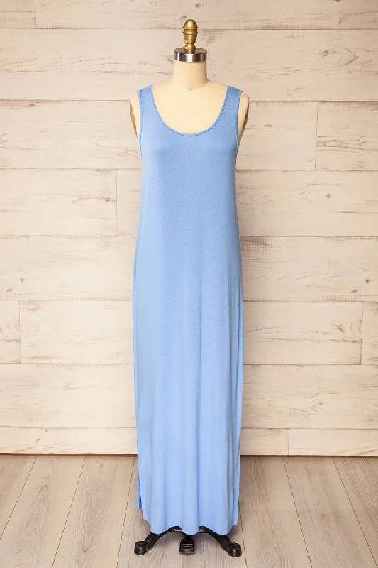 Mini dresses with button - down fronts Oswin Blue | Straight Cut Jersey Maxi Dress