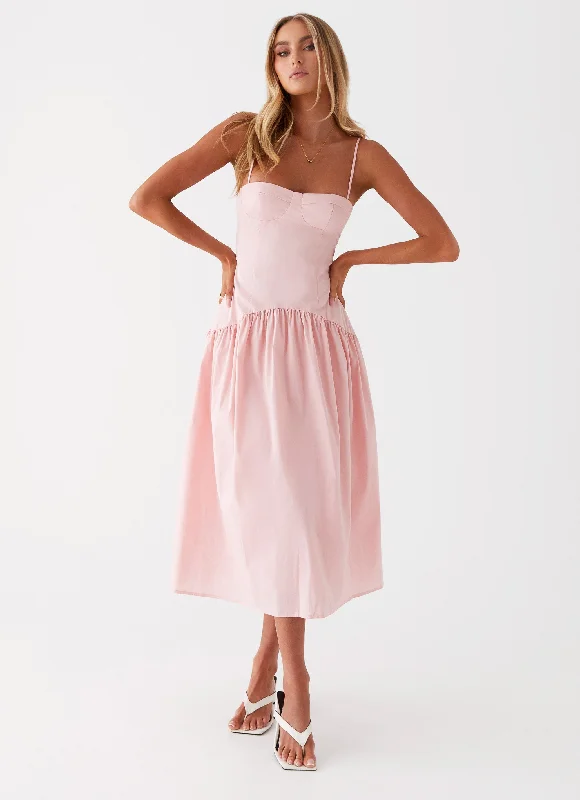  Yvette Corset Midi Dress - Pink
