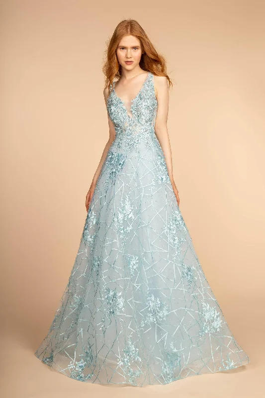 Maternity dress for work in a professional style Mesh Illusion Embroidery Long Prom Dress