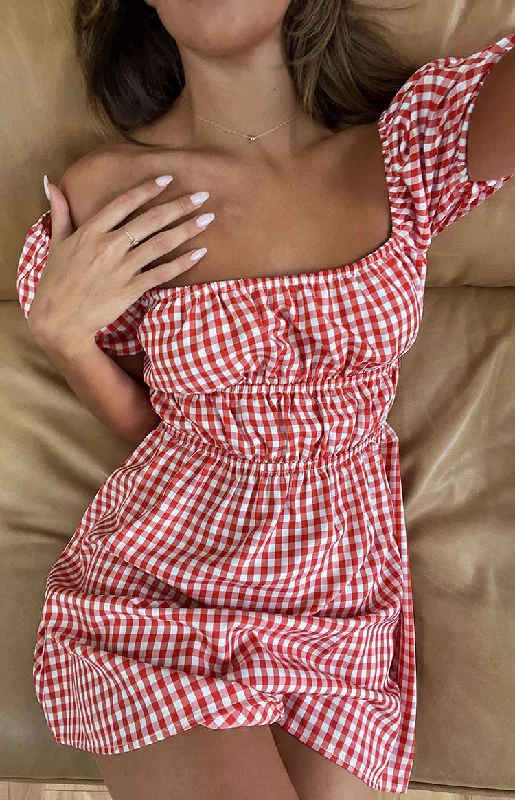 Mini dresses with halter necks for a stylish choice I'm Yours Red Gingham Mini Dress