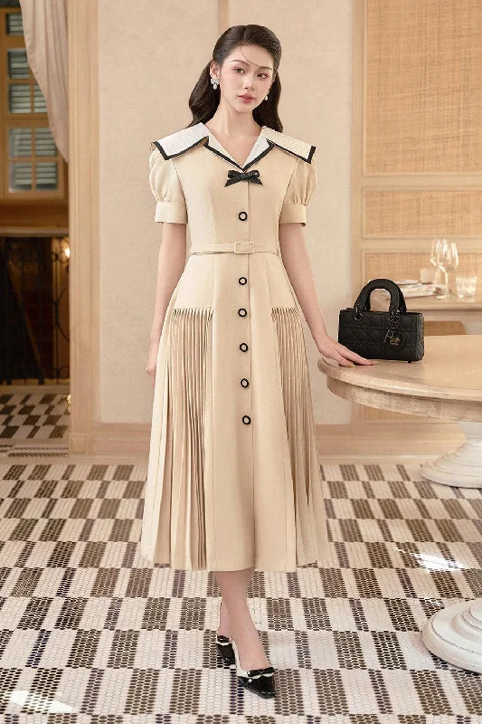 Midi dresses with polka dot prints for a playful summer outfit Lisa A-line Puffy Sleeved Linen Cotton Midi Dress Midi dresses with polka dot prints for a playful summer outfit Lisa A-line Puffy Sleeved Linen Cotton Midi Dress