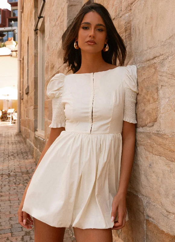 Everyday Dress with Smocked Bodice for a Fitted Look​ Enya Mini Dress - Ivory