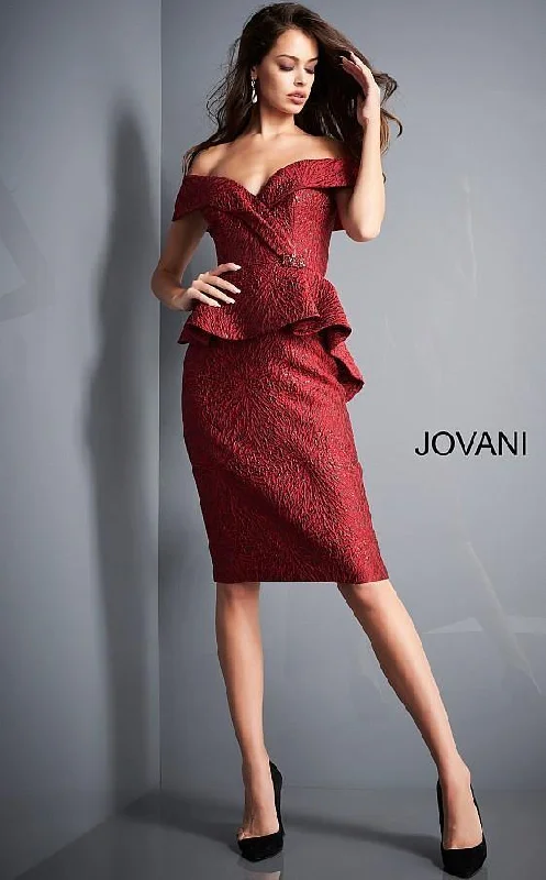 Maternity dress for a baby's first visit to the rooftop garden Jovani 04157 Short Off the Shoulder Cocktail Dress