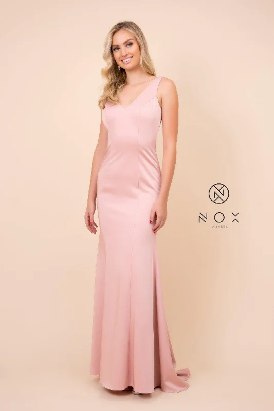 Maternity dress for a baby's first visit to the puppet show Long Formal V Neck Bridesmaid Dress