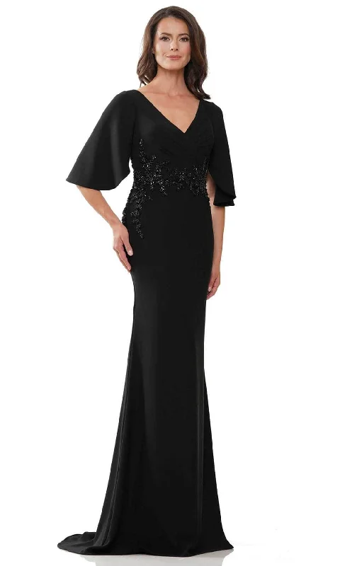 Mermaid silhouette wedding dresses with lace appliques​ Maxi wedding guest dresses with floral prints for summer weddings Marsoni by Colors MV1248 - Bead Embellished Mermaid Evening Gown