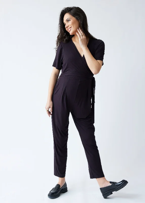 Maternity dress for a baby's first visit to the winery The EveryWear Short Sleeve Maternity + Nursing Jumpsuit