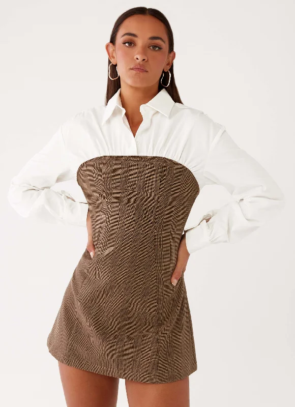 Men's Everyday Dress Shirt - style in Cotton Blend​ Adelaide Shirt Mini Dress - Brown