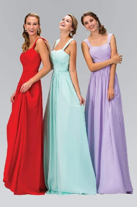 Backless wedding dresses with lace - up details​ Wedding guest dresses with tiered skirts for a feminine look Elizabeth K - GL1386 Sleeveless Shoulder Straps Chiffon Long Dress