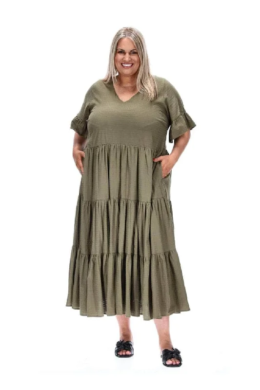 Midi dresses with off - the - shoulder necklines for a flirty look Alice Midi Dress Khaki Midi dresses with off - the - shoulder necklines for a flirty look Alice Midi Dress Khaki