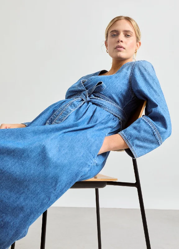 Maternity dress with empire waist for added comfort The Denim Carolina Dress