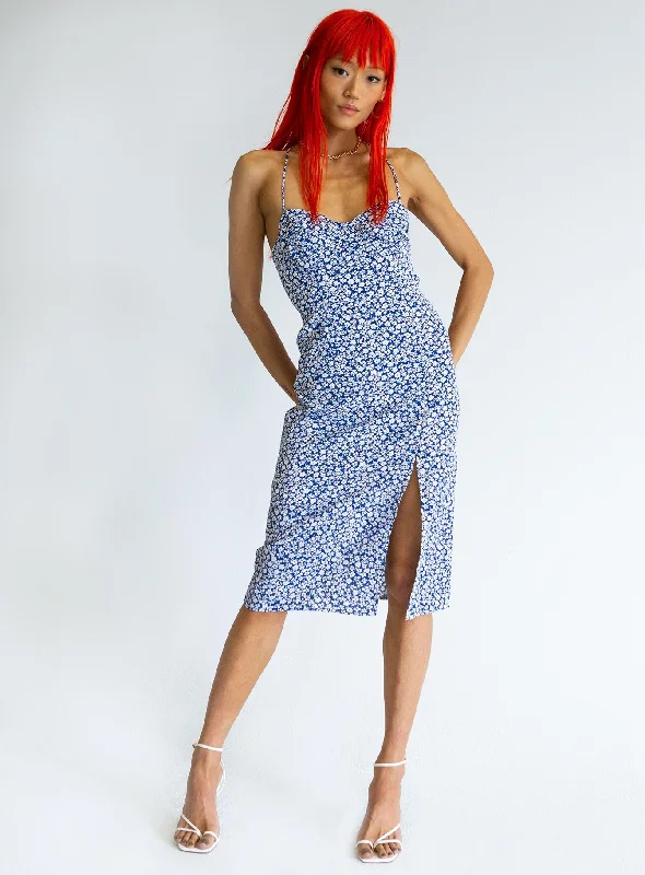 Midi dresses with belted waists to accentuate the figure Sweetner Midi Dress Blue