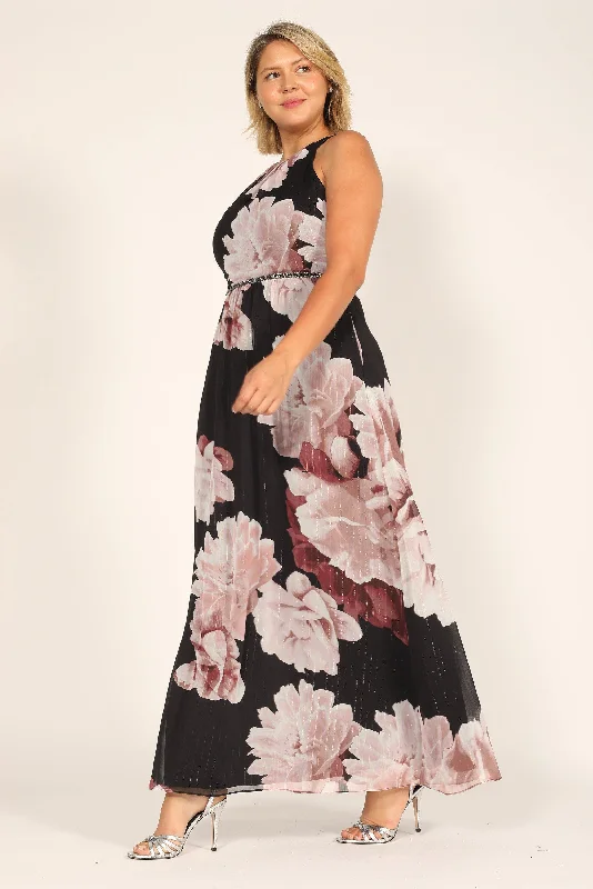 Short - length wedding dresses with a flirty skirt​ Sleeveless wedding guest dresses with ruffled hems Alex Evenings SL9171676 Print Formal Long Dress