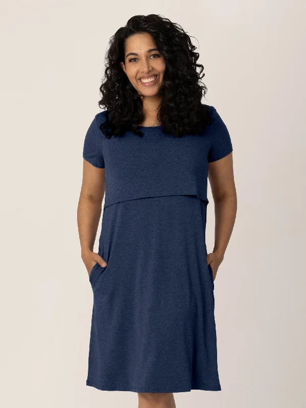 Maternity dress for a bridal shower as a hostess Eleanora Bamboo Maternity & Nursing Dress | Navy Heather