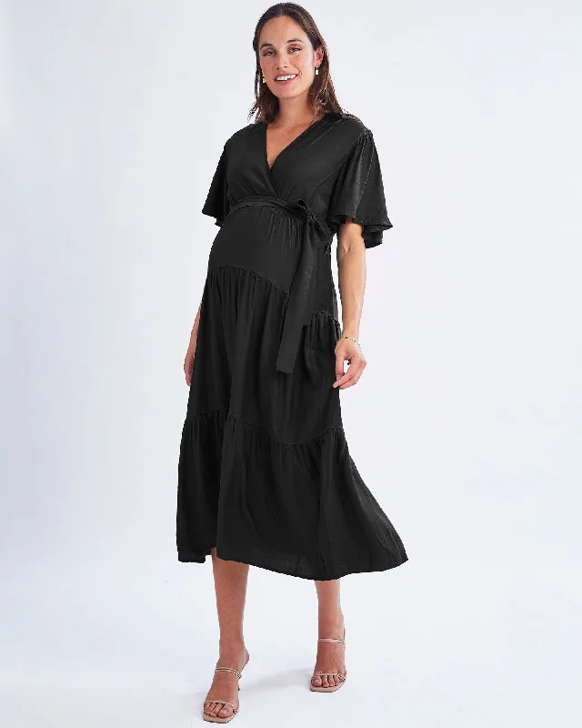 Maternity dress for a baby's first bus ride Cara Black Maternity Maxi Dress