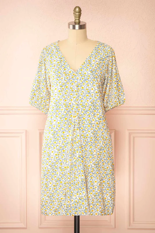 Mini dresses with one - shoulder designs Espinosa | Short Daisy Print Tee Dress
