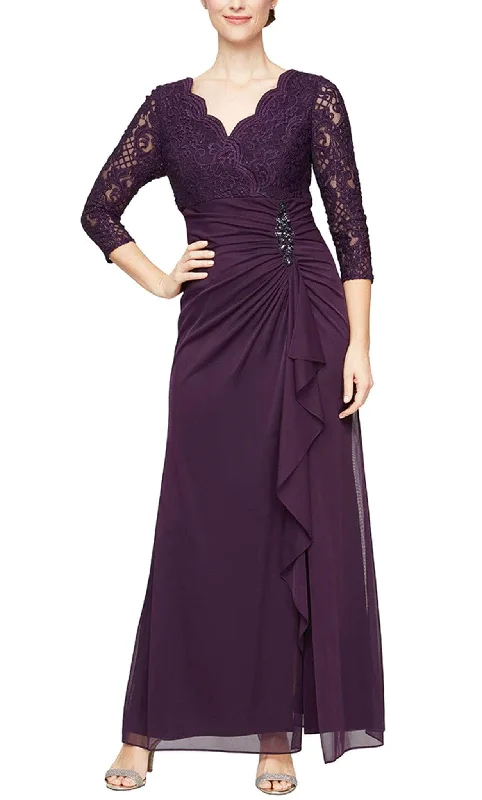 Chiffon and tulle combination wedding dresses​ Geometric - printed wedding guest dresses for a modern wedding Alex Evenings 82122469 - Formal Lace-Made High Waist Evening Gown
