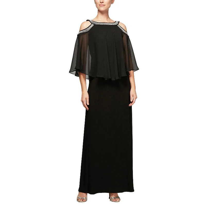 Maternity dress for a friend's wedding as a guest Alex Evenings AE1351319 Long Formal Popover Beaded Gown