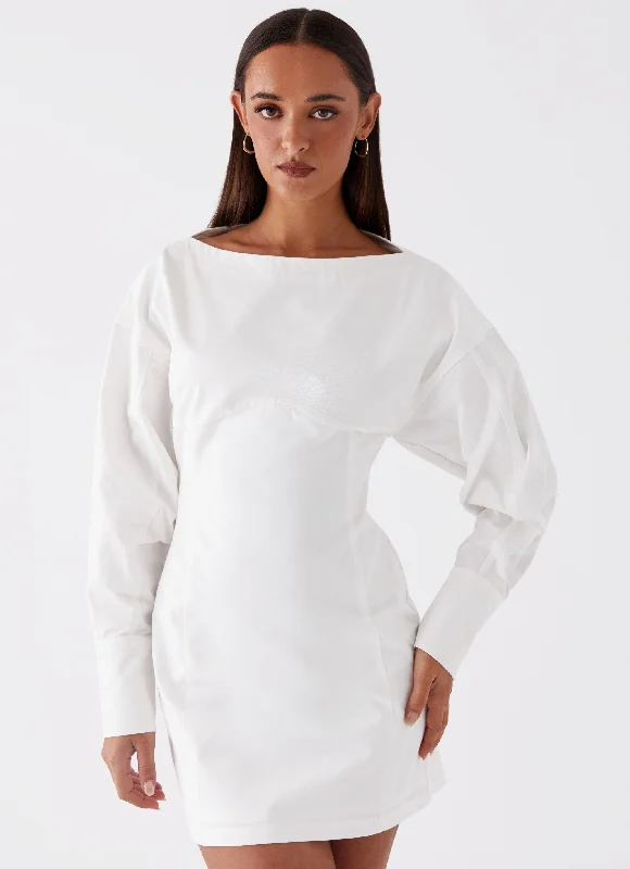  Dynasty Shirt Mini Dress - White