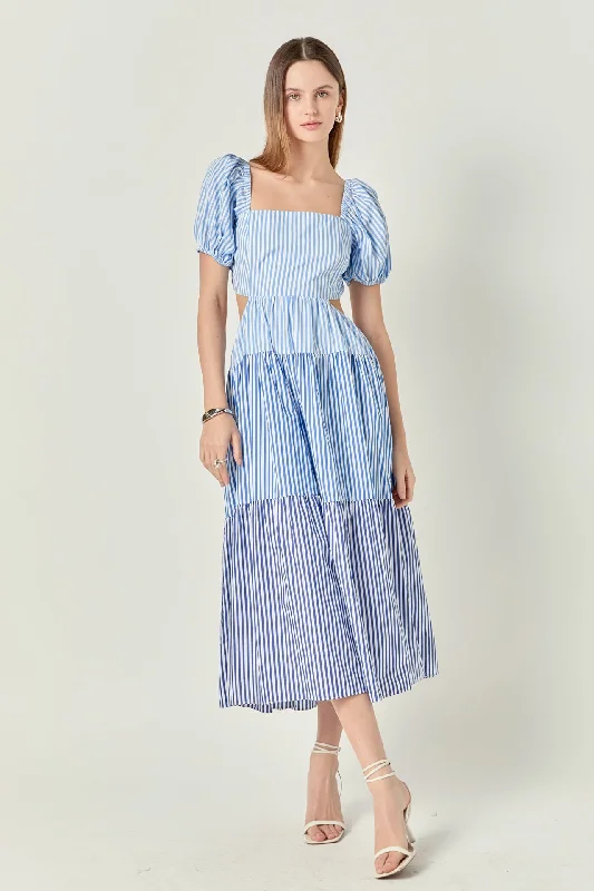 Jewelry - Complementary Casual Dresses for a Complete Look​ Stripe Color Block Midi Dress