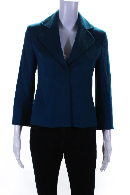 Women's pea coats with brass buttons for a nautical - inspired styleAkris Punto Women's Snap Front Wool Blend Short Jacket Blue