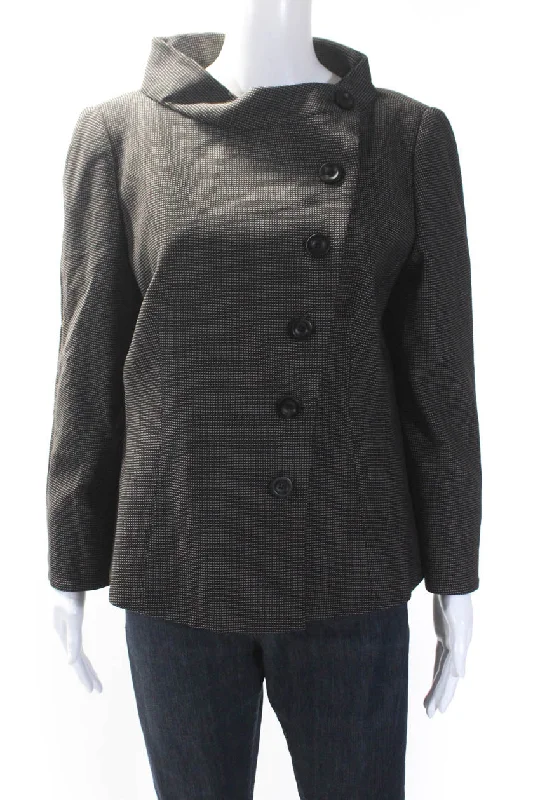 Oversized women's wool coats in a monochromatic look for a trendy outfitArmani Collezioni Women's Asymmetrical Long Sleeves Button Jacket Brown
