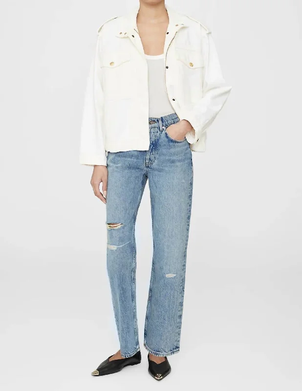 Women's knee - length wool blend coats with a fur collar for added warmthAudrey Jacket In White