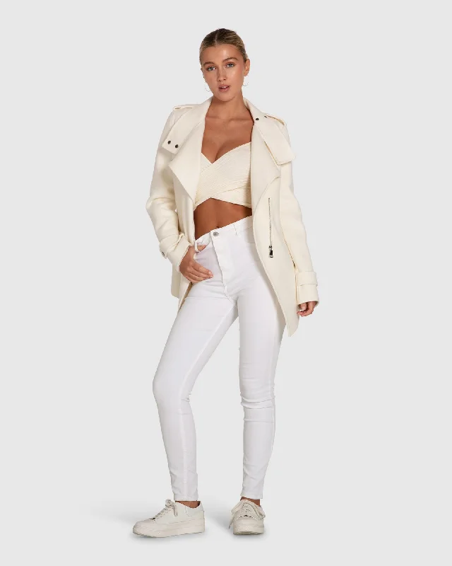 Women's longline double - breasted camel coats for a sophisticated lookBad Girl Wool Blend Moto Coat