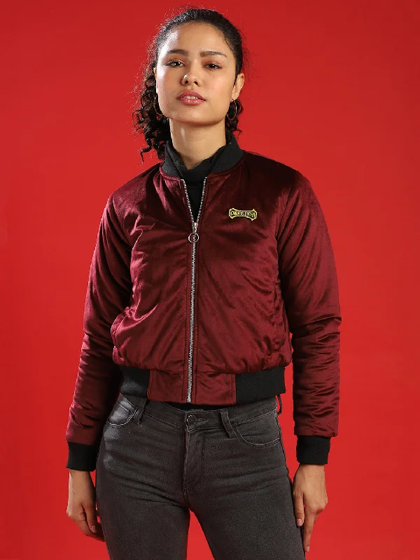 Mid - length women's down coats in a slim fit for a modern and sleek appearanceCampus Sutra Women Solid Stylish Casual Jacket