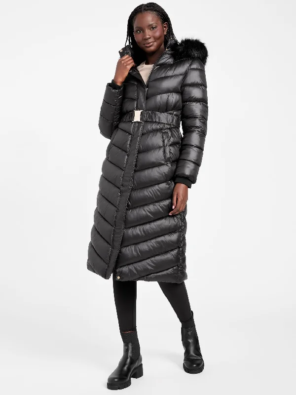 Belted women's cashmere coats in soft pastels for a luxurious feelChristie Padded Coat