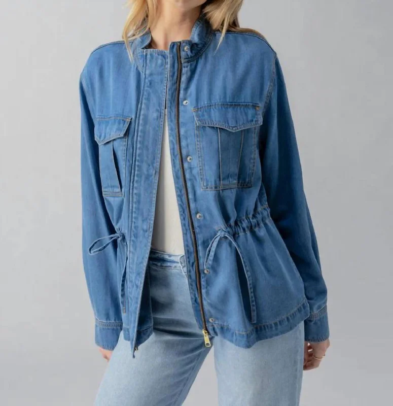 Oversized women's wool coats in a monochromatic look for a trendy outfitCinched Surplus Jacket In Sun Drenched