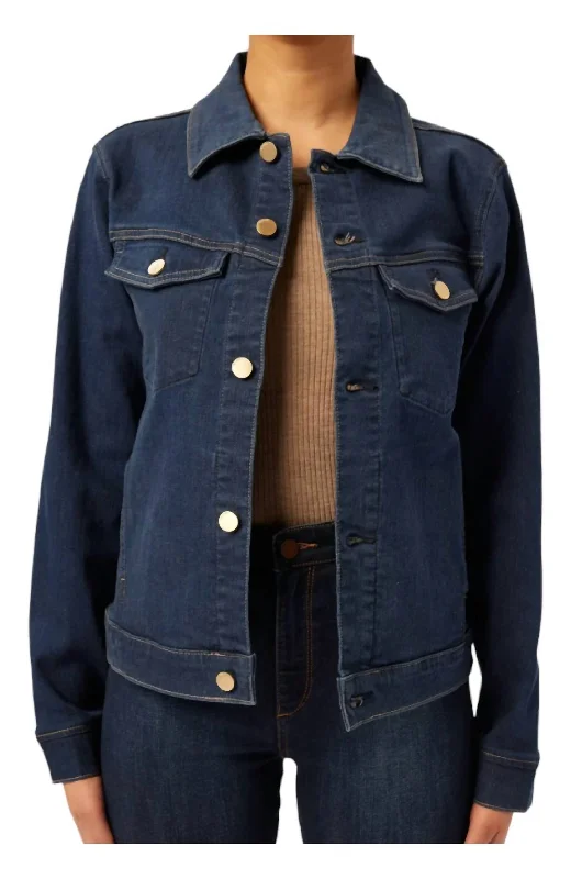 Long women's mac coats in a lightweight fabric for spring showersClassic Vika Jacket In Mediterranean