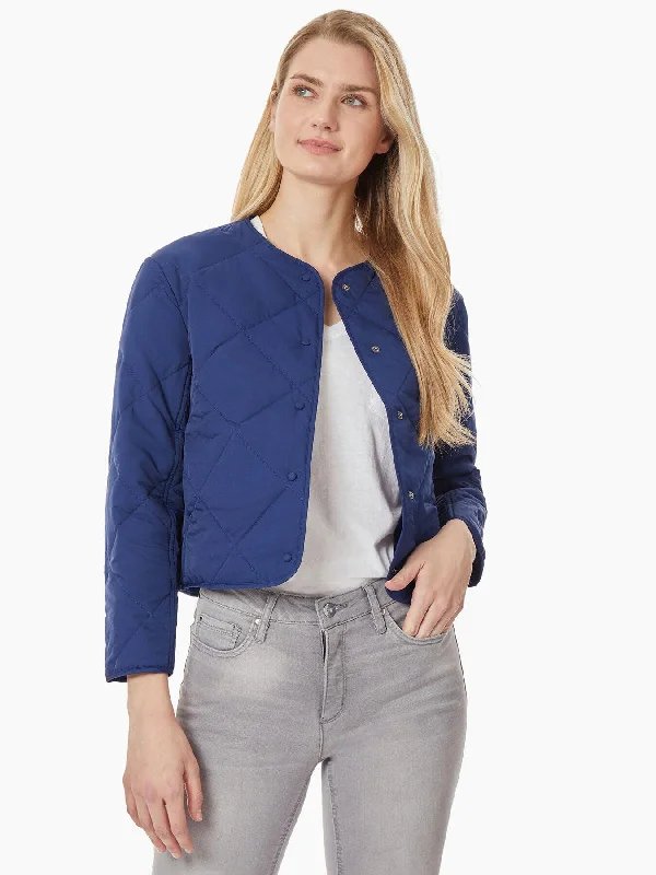 Plus size women's wool blend coats for a warm and stylish winterCollarless Quilted Jacket