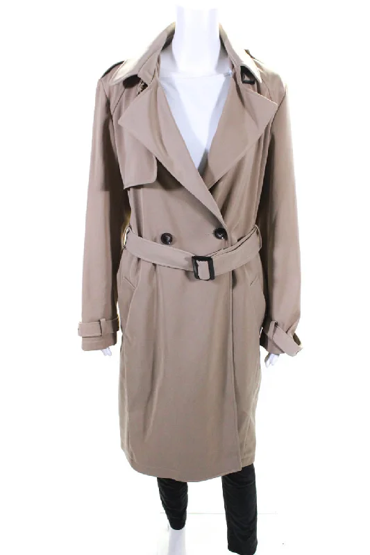 Women's pea coats with brass buttons for a nautical - inspired styleDonna Karan New York Womens Double Breasted Notched Lapel Coat Brown