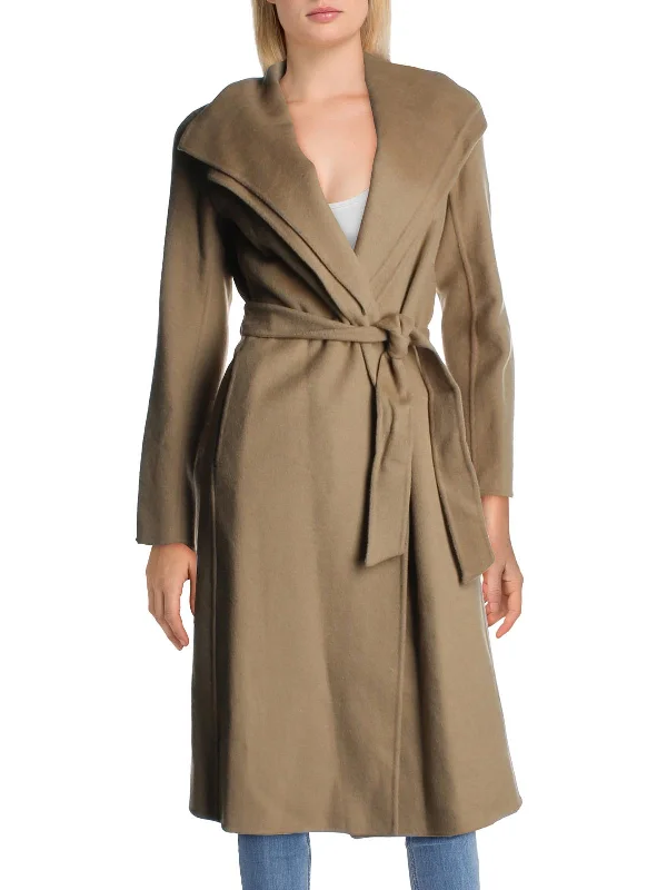 Plus size women's wool blend coats for a warm and stylish winterElliott Womens Wool Blend Dressy Double Face Coat