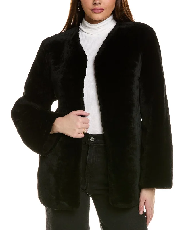 Shearling - lined women's leather coats for ultimate warmth and luxuryGORSKI Collarless Shearling Jacket Shearling - lined women's leather coats for ultimate warmth and luxuryGORSKI Collarless Shearling Jacket