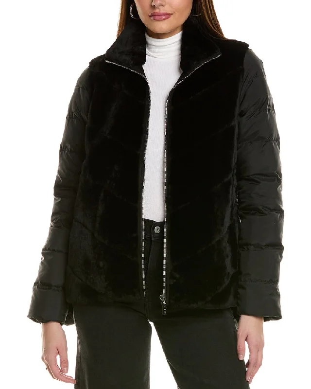 Long women's mac coats in a lightweight fabric for spring showersGORSKI Shearling Chevron Jacket Long women's mac coats in a lightweight fabric for spring showersGORSKI Shearling Chevron Jacket
