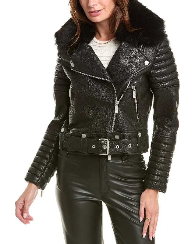 Water - resistant women's trench coats with adjustable cuffs for rainy daysGORSKI Shearling Zip Moto Jacket Water - resistant women's trench coats with adjustable cuffs for rainy daysGORSKI Shearling Zip Moto Jacket