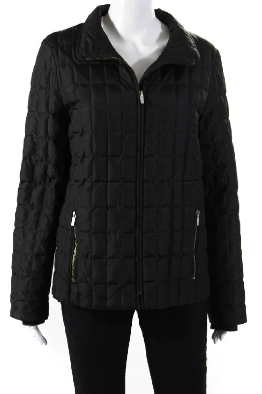 Petite women's wool blend coats with a tailored fit for a flattering silhouetteJ Crew Womens Black Mock Neck Full Zip Long Sleeve Puffer Coat Jacket