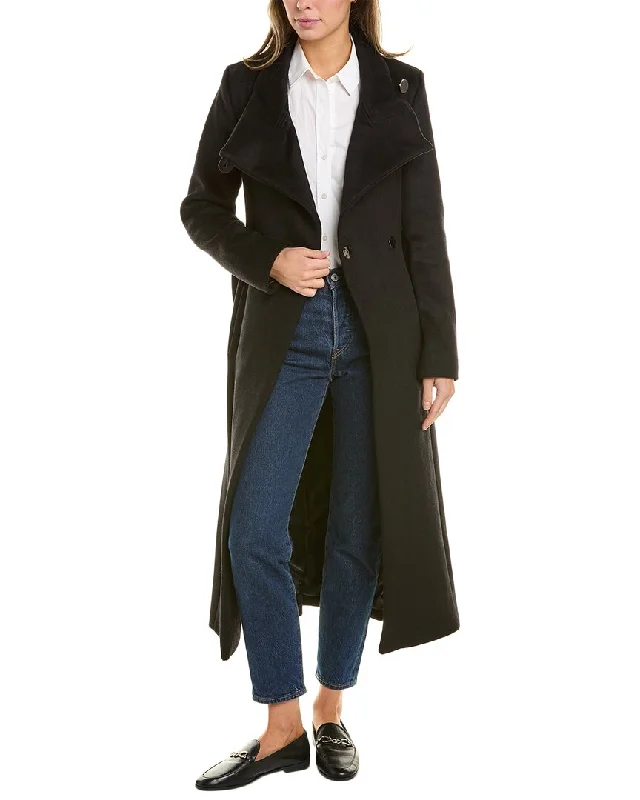 Embroidered women's cotton coats in a bohemian pattern for a unique designKenneth Cole New York Belted Maxi Wool-Blend Coat