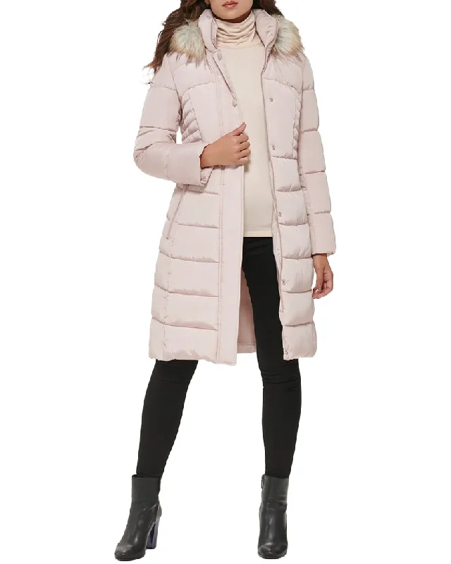 Women's reversible down coats with two - tone designs for versatile stylingKenneth Cole Puffer Coat