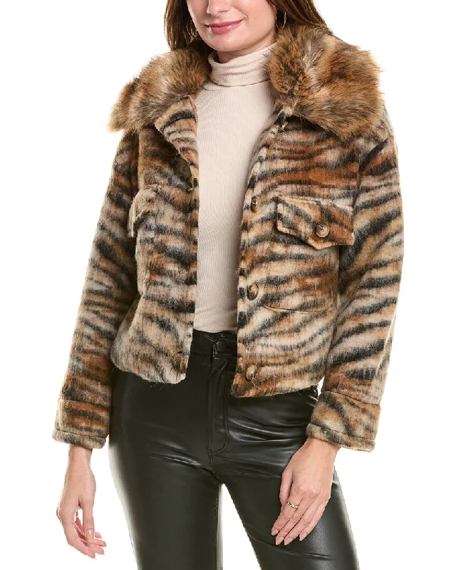 Women's knee - length wool blend coats with a fur collar for added warmthLa Fiorentina Animal Print Wool Jacket