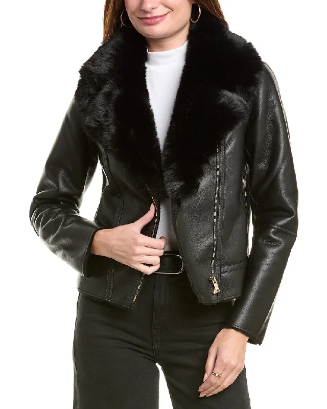 Women's longline double - breasted camel coats for a sophisticated lookLa Fiorentina Biker Jacket