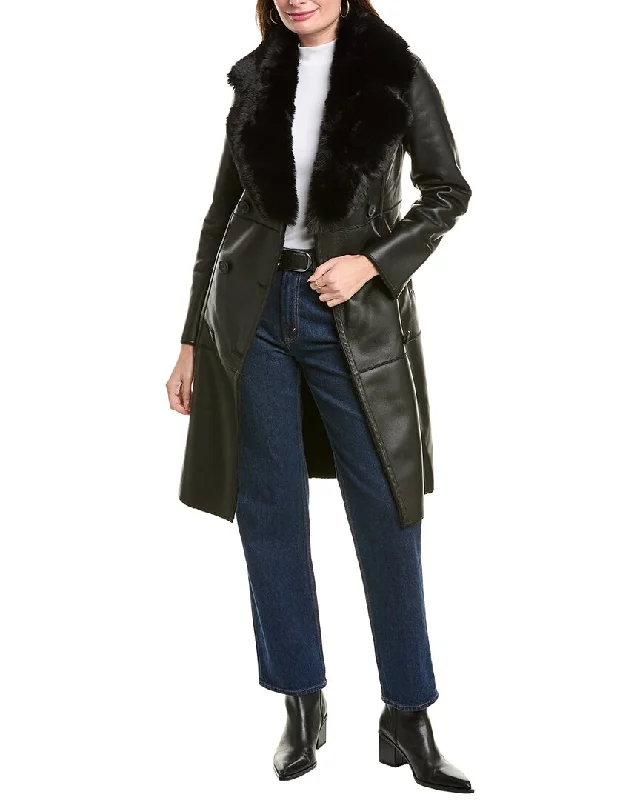 Hooded women's puffer coats in neon colors for high - visibility sportsLa Fiorentina Long Coat