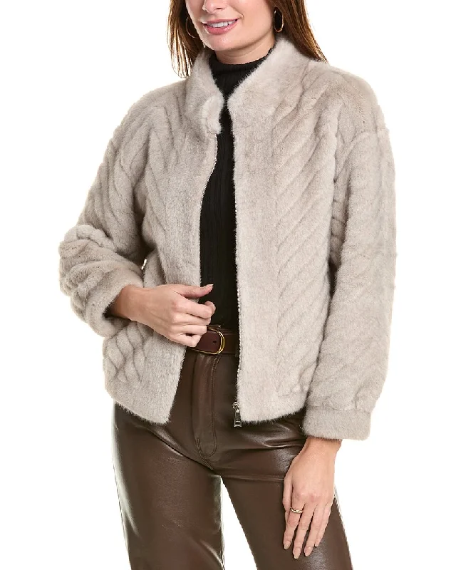 Oversized women's wool coats in a monochromatic look for a trendy outfitLa Fiorentina Mink Jacket